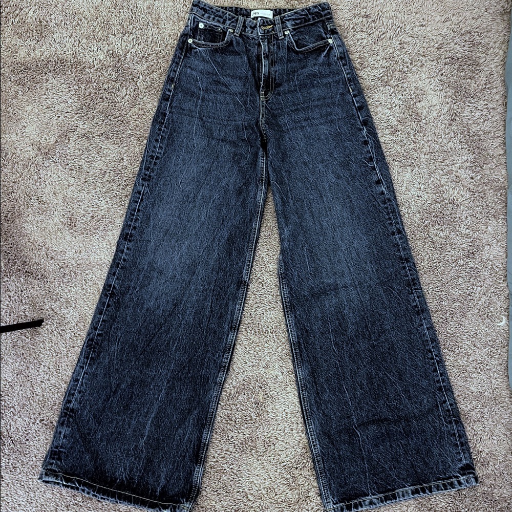 Zara ultra wide blue jeans, US4/EU36